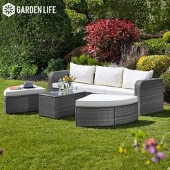 Firenze Five-Section Rattan Daybed - Dark Grey With Cover 7 Firenze Five-Section Rattan Daybed - Dark Grey With Cover -Green Haven Shop z RattanG25815